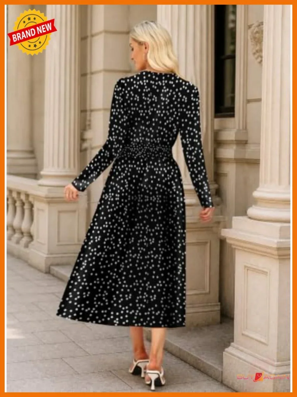 Womens Boho Floral Long Sleeve Maxi Dress with Pockets A-Line Smocked